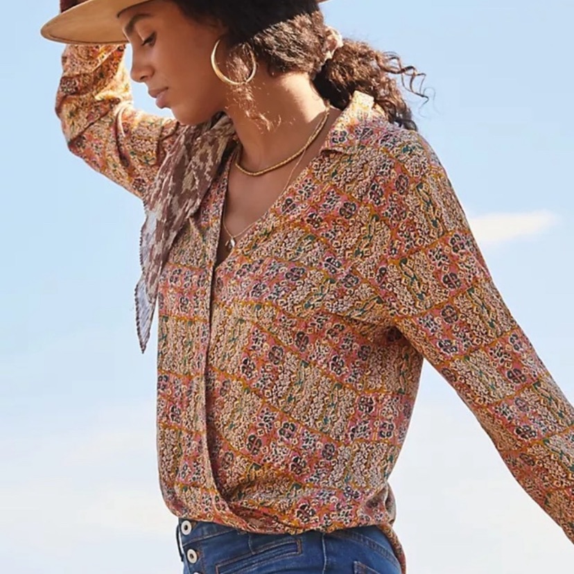 Anthropologie Pilcro Tisha Surplice Blouse
